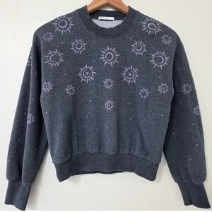 Marine Layer‎ Flocked Celestial Sweater Sz S Rue Crew Cropped Whimsigoth Lounge